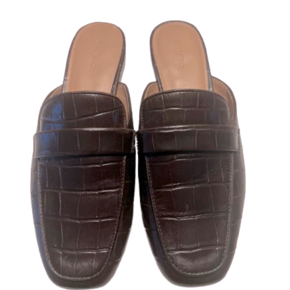 EUC Nordstrom Brown Crocodile Pattern Women's Mules Sz 7.5